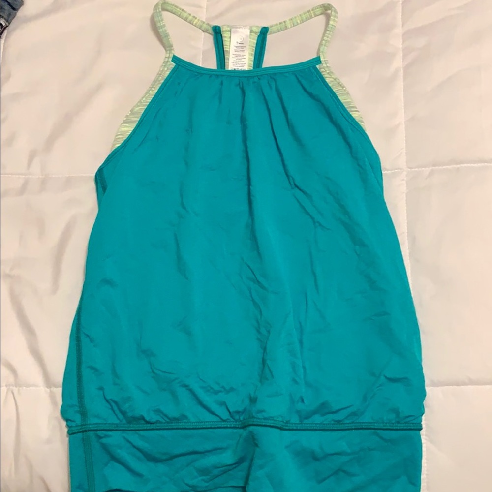 Dark Teal and Lime Two in one athletic Tank top